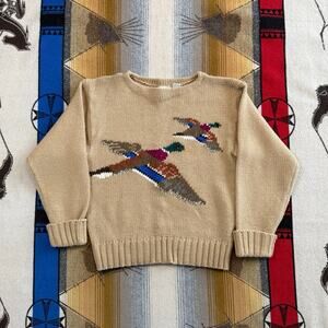 Vintage Women’s Mallard Duck Pullover Knit Sweater Size Medium Nature Outdoor